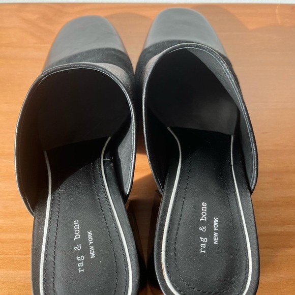 Black rag & bone MILLIE Mules with Acrylic Block Heel - Picture 3 of 7